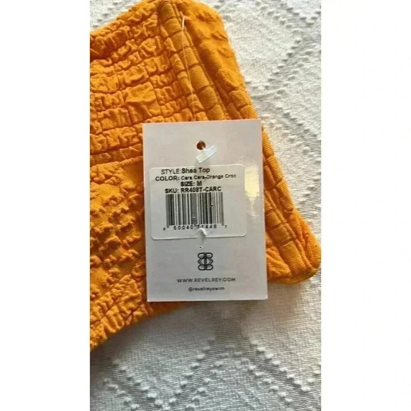 Revel Rey Womens Size Medium Shea Bikini Top Cara Cara Orange Croc Halter New - Picture 5 of 8